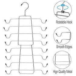 16 Hooks Space-Saving Hangers Rotate Anti-skid Folding Clothes Hanger Organizer,Folding Clothes Rack Silver Practical Metal Multifunction Organization Hooks