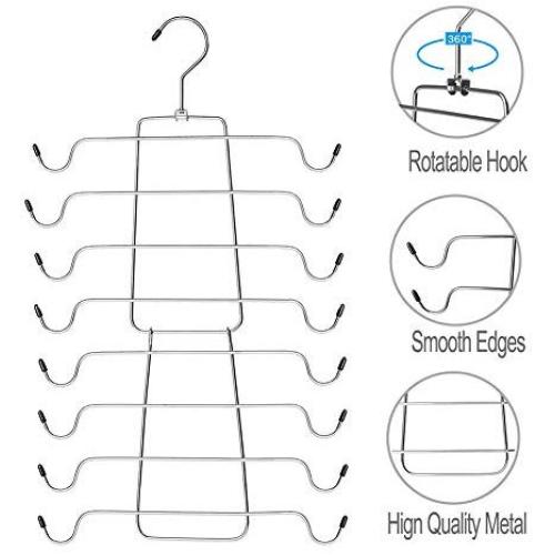 16 Hooks Space-Saving Hangers Rotate Anti-skid Folding Clothes Hanger Organizer,Folding Clothes Rack Silver Practical Metal Multifunction Organization Hooks