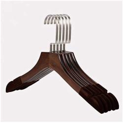 DNJKSA Anti-Slip Solid Wood Clothes Hangers with Velvet Flocked, Walnut Non Slip Shirt Coats Shirts Hanger Rack with Notches(10 Pieces/Lot,1.2cm thickness)