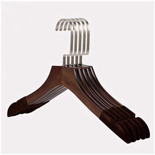 DNJKSA Anti-Slip Solid Wood Clothes Hangers with Velvet Flocked, Walnut Non Slip Shirt Coats Shirts Hanger Rack with Notches(10 Pieces/Lot,1.2cm thickness)
