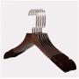 DNJKSA 6 Pcs Anti-Slip Solid Wood Clothes Hangers with Velvet Flocked, Walnut Non Slip Shirt Coats Shirts Hanger Rack with Notches