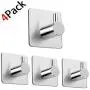 Upgraded 3M Self Adhesive Hooks, Heavy Duty Wall Hooks Space Aluminum Hangers on Home Bathroom Kitchen for Hanging keys,Towels,Robes,Coats,Clothes,Bags,hats-4 Packs