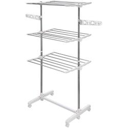 Ollieroo Premium Stainless Steel Drying Rack Fold-able Rolling 6-Wheels Clothes Laundry Dryer Hanger Compact Storage