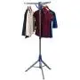 Household Essentials 5009-1 Collapsible Portable Indoor Tripod Clothes Drying Rack for Hanging Laundry | Silver and Blue