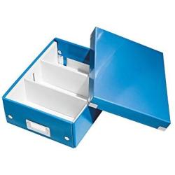 Leitz Click & Store Storage Box, Small Organizer Box, Collapsible, Stackable, Patented Design, Bin, Cabinet, Desk Organizer, Blue (60570036)