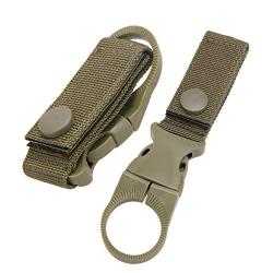 Multifunction Molle Webbing Backpack Hanger Hook Carabiner Water Bottle Camping Hike Buckle Hook Holder Travel Kit Tool Clip-Khaki