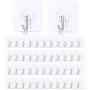 Xzyppci 58pcs Adhesive Hooks,Reusable Hooks for Hanging,Transparent Hooks,Widely Applicable to Kitchen and Bathroom Sticky Hooks