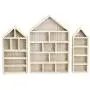 Ikee Design House-Shaped Wooden Shadow Cubby Boxes Display Shelf Toy Organizer Storage Shadow Boxes for Mini Toys Figures, Set of 3, Wash White Color, 10" W x 2 1/4" D x 15" H