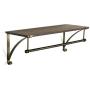 MyGift Wood & Antique Bronze-Tone Metal Wall Mounted Floating Shelf with Garment Hanger Rod