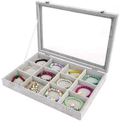 Hivory Bangles & Ear Rings Storage Boxes with Transparent Lid ~ 12 Grid ~ See Through Top Display Case Accessories Storage Jewelry Boxes (12 Grid)