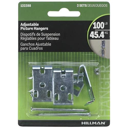 Hillman 122388 Adjustable Picture hanger 100 Lb Card - 10 Pack