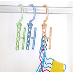 10pcs Random Color 5Hole Practical Clothes Hanger Rack Space Saver Organizer Wonder Clothing Hook Magic Hanger Closet Organizer Space Save