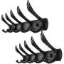 WEBI Coat Rack Wall Mounted,Coat Hanger Wall Mount,5 Hooks for Hanging Coats,Hook Rack,Hook Rail for Hats,Towel,Jacket,Clothes,Black,2 Packs