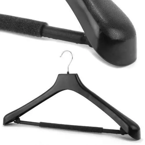HANGERWORLD 20 Black 19.7inch Plastic Coat Clothes Garment Pant Skirt Bar Hangers 1.96inch Broad Shoulder Support HANGERWORLD 20 Black 19.7inch Plastic Coat Clothes Garment Pant Skirt Bar Hangers 1.96inch Broad Shoulder Support