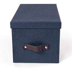 Bigso Silvia Canvas Fiberboard Organizational Storage Box, 5.9 x 6.5 x 11.6 in, Blue