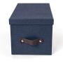 Bigso Silvia Canvas Fiberboard Organizational Storage Box, 5.9 x 6.5 x 11.6 in, Blue