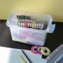 Doryh 5 L Plastic Storage Bin with Lid, Clear Transparent Boxes with Handles Set of 6