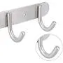 Towel Hook Rack Brushed Nickel - Sagmoc 8-Inch Coat Hook Rail Wall Mounted with 3 Hooks, Durable Clothes Hangers for Bedroom, Bathroom, Foyer, Hallway (304 Stainless Steel)