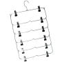 LOVIVER 2/Set Skirt Hangers 6 Tier Pants Hanger with Adjustable Clips Durable Metal Pant Hangers Space Saving for Pants Skirts Clothes and More -Black & Blue