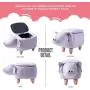 TREXM Have-Fun Series Upholstered Ride-on Storage Ottoman Footrest Stool with Vivid Adorable Animal Shape Storage Box,Pig Toys, Gray