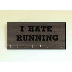 Race Medal Holder/Running Medal Hanger I HATE RUNNING- Wood Wall Mounted Medal Organizer. CUSTOMIZATION Available