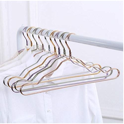 10PC Random Color Thicker Space Aluminum Hangers Home Seamless Hanger Anti-Slip Luxurious Golden Windproof Dress Clothes Hanger Decoration