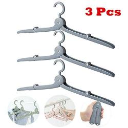 SANGAITIANFU 3 Pcs Mini Folding Travel Clothes Hangers Foldable Plastic Adjustable Portable for Suitcase Flight Adult Children Clothes Rack