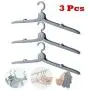 SANGAITIANFU 3 Pcs Mini Folding Travel Clothes Hangers Foldable Plastic Adjustable Portable for Suitcase Flight Adult Children Clothes Rack