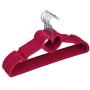 10pcs Random Color Non-Slip Ultra-Thin 360 Degree Swivel Flocked Adult Clothes Hangers with Heart Tie Bar Notched Shoulders for Garment