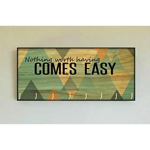 Race Medal Holder/Running Medal Hanger NOTHING WORTH HAVING COMES EASY- Wood Wall Mounted Medal Organizer. CUSTOMIZATION Available Race Medal Holder/Running Medal Hanger NOTHING WORTH HAVING COMES EASY- Wood Wall Mounted Medal Organizer. CUSTOMIZATION Available