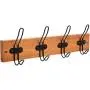 Tibres - Coat Hook Rack Wall and Door Mount for Clothes Jackets Hats Backpacks and Towels - Farmhouse Rustic Wall Hanger for Use in Entryway Bathroom and Bedroom - 4 Wire Black Hooks - Matt Lacquer