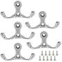 Hxchen Double Prong Robe Hook Rustic Hooks Retro Cloth Hanger Coat Hanger Wall Mounted Hook with Screws Nickel Plated - (5 Pcs) Hxchen Double Prong Robe Hook Rustic Hooks Retro Cloth Hanger Coat Hanger Wall Mounted Hook with Screws Nickel Plated - (5 Pcs)