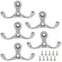 Hxchen Double Prong Robe Hook Rustic Hooks Retro Cloth Hanger Coat Hanger Wall Mounted Hook with Screws Nickel Plated - (5 Pcs)