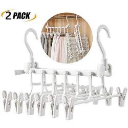 GQQG Pants Hangers with Clips Space Saving Trousers Skirt Hangers Magic Hanger Plastic Heavy Duty Non-Slip Closet Clothes Hangers for Adult Kids, White (Size : 2PCS)