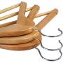 20 Natural Wooden Suit Hangers with Precisely Cut Notches & 360 Degree Swivel Chrome Hook Natural Finish Super Sturdy and Durable Wooden Hangers for Dress Clothes Coats Jackets Pants Shirts Skirt