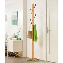 Zxcvlina Entryway Coat Hanger Hanger Floor Bedroom Hanger Coat Rack Simple Clothes Rack Solid Wood Bag Rack Simple Modern Single Pole (Color : Wood, Pattern : B)