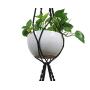 Macrame Plant Hanger & Holder, Hanging Planter 4 Legs Double Deck For 8 inch to 10 inch Two Pots Indoor Outdoor Hanging Planter Hemp Rope 67 Inch with Metal ring (Cotton-Black)