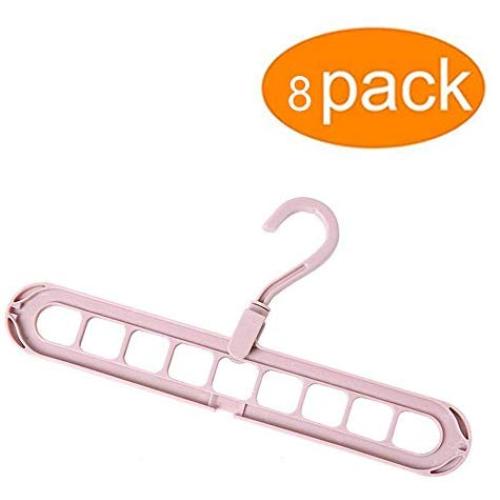SmartRICH Space Saving Hangers 8 Pack Multi-Port Support Circle Clothes Hanger Clothes Drying Rack Closet Clothes Organizer (Pink, 8 Pack)