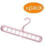 SmartRICH Space Saving Hangers 8 Pack Multi-Port Support Circle Clothes Hanger Clothes Drying Rack Closet Clothes Organizer (Pink, 8 Pack)