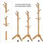 VASAGLE Coat Rack Stand with 11 Rounded Hooks, Wooden Hall Tree Enterway Coat Hanger Holder Free Standing for Clothes, Hats, Purses, Golden Oak URCR02BR