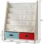 SEIRIONE Kids Book Rack, 4 Sling Bookshelf, 2 Storage Boxes and Toys Organizer Shelves, Beige SEIRIONE Kids Book Rack, 4 Sling Bookshelf, 2 Storage Boxes and Toys Organizer Shelves, Beige