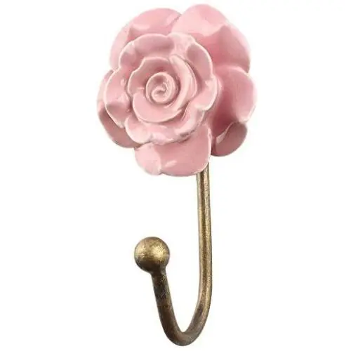 Indianshelf Handmade 1 Artistic Vintage Pink Ceramic Flower Wall Hooks Hangers/Clothes Hooks Wall Mount Indianshelf Handmade 1 Artistic Vintage Pink Ceramic Flower Wall Hooks Hangers/Clothes Hooks Wall Mount