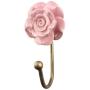 Indianshelf Handmade 1 Artistic Vintage Pink Ceramic Flower Wall Hooks Hangers/Clothes Hooks Wall Mount