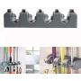 Free Walker Magic Wall Mount Mop Holder with 5 Positons and 6 Hooks,Broom Holder Hanger Brush Cleaning Tools for Home,Kitchen,Prefect for Storage and Organization (5 Postions)