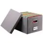 InStorages Collapsible File Boxes Storage Organizer with Lid，Decorative Linen Filing and Letter/Legal Storage Bins Grey(1 Pack)