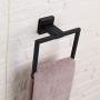 Modern Black Towel Holder SUS304 Stainless Steel Towel Hanger Towel Ring for Bathroom Lavatory Wall Mount Contemporary Style