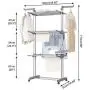 STORAGE MANIAC 3 Tier Rolling Clothes Drying Rack Folding Laundry Dryer Hanger with Foldable Wings Compact Storage Steel Indoor Outdoor STORAGE MANIAC 3 Tier Rolling Clothes Drying Rack Folding Laundry Dryer Hanger with Foldable Wings Compact Storage Steel Indoor Outdoor