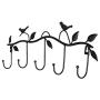 Iron Birds Leaves Hat/Towel/Coat Wall Decor Clothes Hangers Racks with 5 Hooks Black