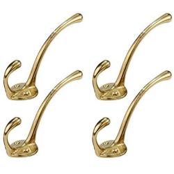 RZDEAL 4PCS 3.9 x 1.2 Brass Coat and Hat Hook(Gold) Hanging For Bath Stands Clothes Hangers Scarf Towel Cupboard Hanging Spoon