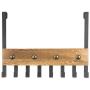 MyGift 8-Hook Black Metal & Burnt Wood Over-The-Door Coat & Towel Rack